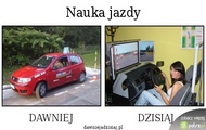nauka jazdy - dawniej dzisiaj - samochód vs symulator nauki jazdy
