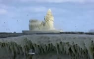 Cleveland w stanie Ohio - Zamarznięta latarnia morska