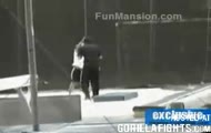 Chick knees guy in face
