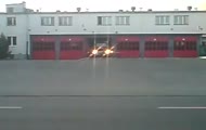 Wyjazd Scanii z remizy PSP