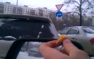 Dokarmianie ptaszków z auta