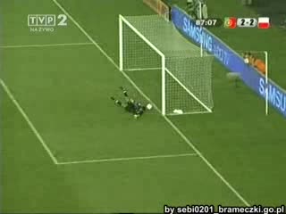 Gol Krzynówka na 2-2 w meczu Portugalia vs. Polska