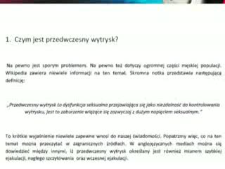 Przedwczesny wytrysk-raport. Rozdział 1